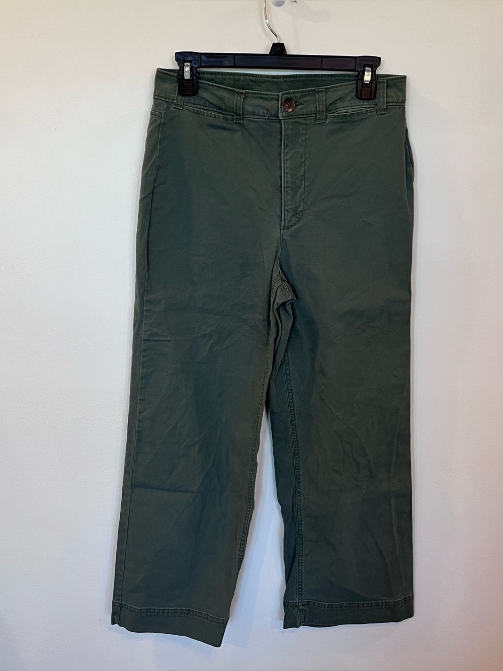 Old Navy High Rise Wide Leg Pants Canvas Cotton Womens Size 8 Olive Green